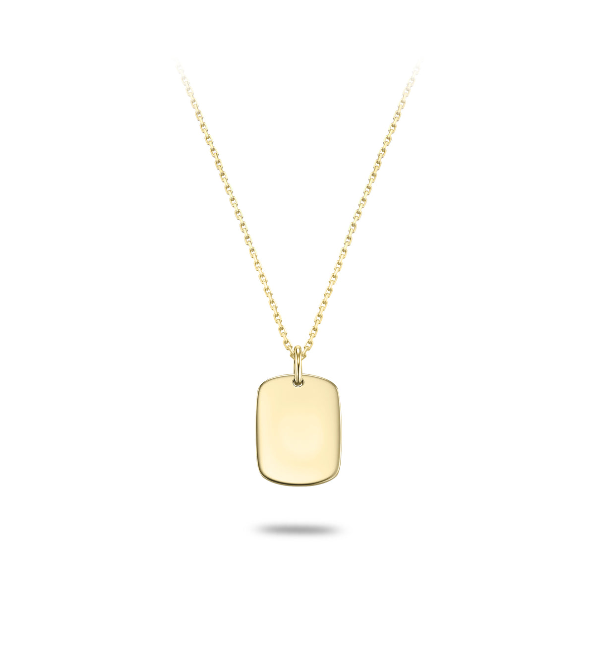 9ct Gold Engravable Rectangle Disc Necklace