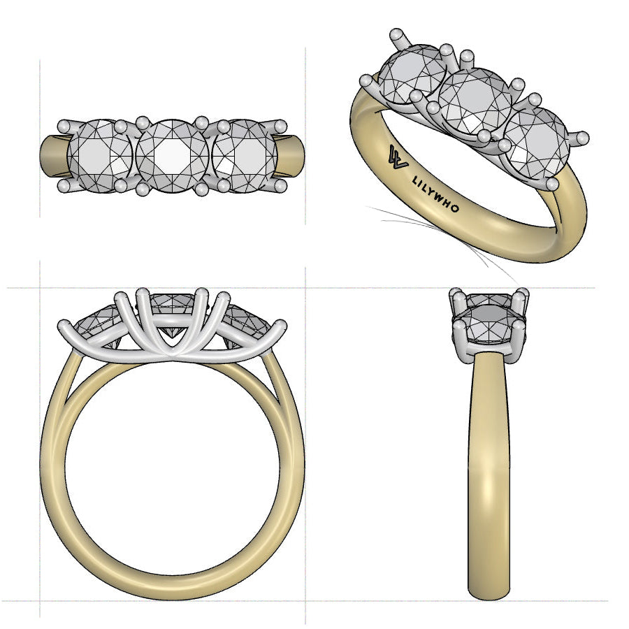 18ct Gold 3 Stone Diamond Ring 2.25ct Lab