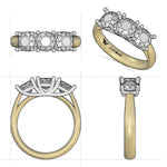 18ct Gold 3 Stone Diamond Ring 2.25ct Lab