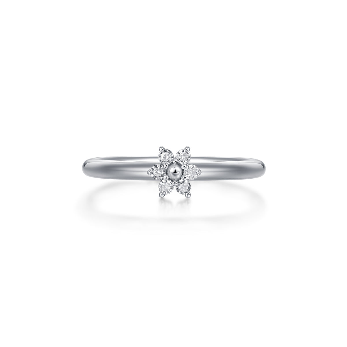 Stone Set Silver Flower Ring