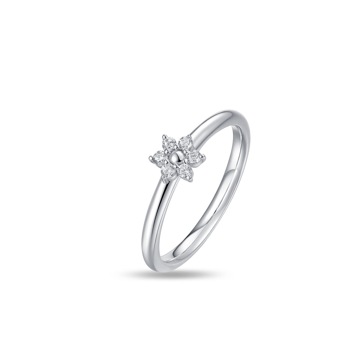 Stone Set Silver Flower Ring