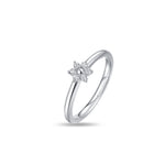 Stone Set Silver Flower Ring