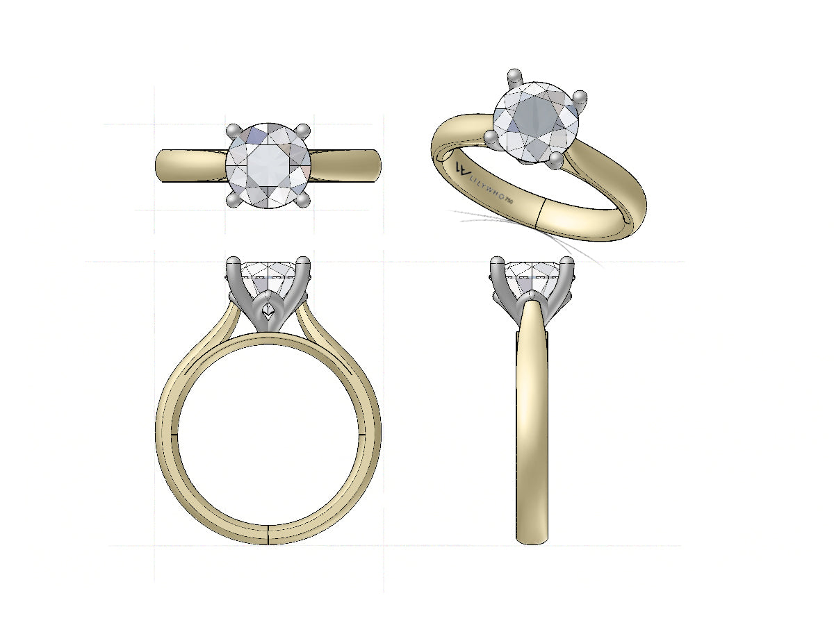 1ct Round Natural Diamond Solitaire Ring