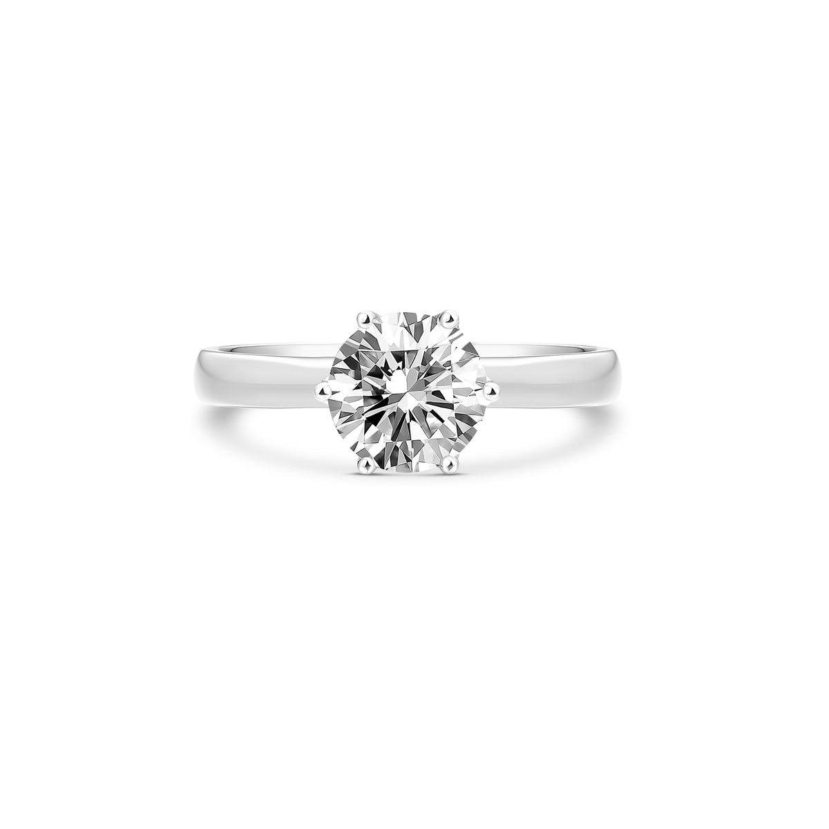 1.5ctRound Lab Diamond Solitaire with 6 claws Platinum