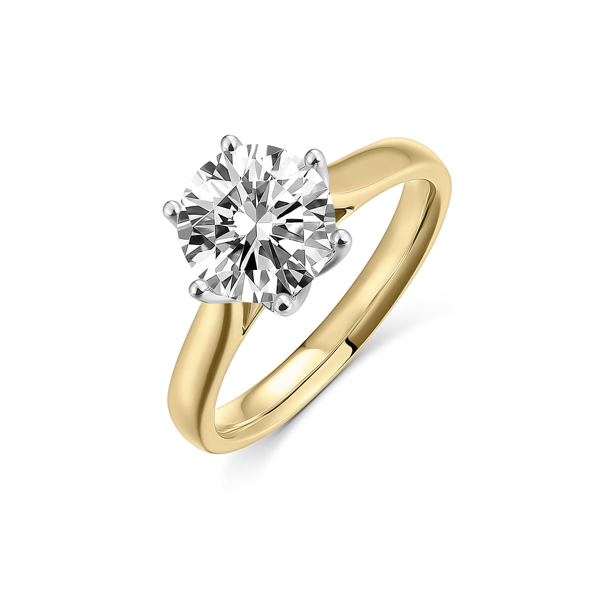 2ctRound Lab Diamond Solitaire with 6 claws 18ct Gold