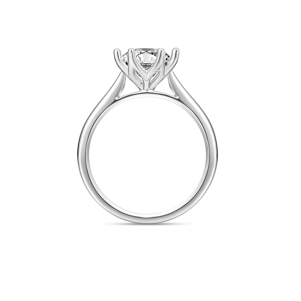1ct Round Lab Diamond Solitaire with 6 claws Platinum