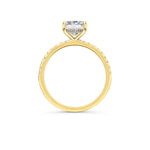 18ct Gold 2.4ct Emerald Cut Lab Diamond Ring with hidden halo