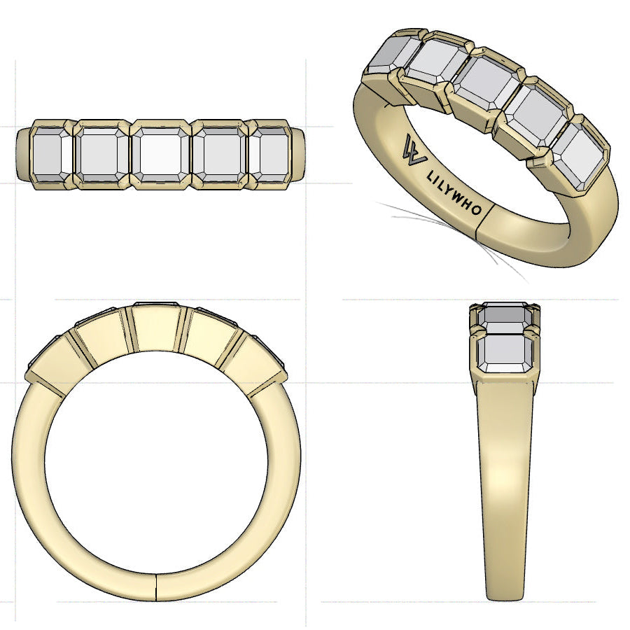 5 Asscher cut Lab Diamond Eternity ring