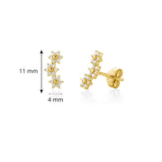 9ct Gold CZ Flower Ear Climber Earrings