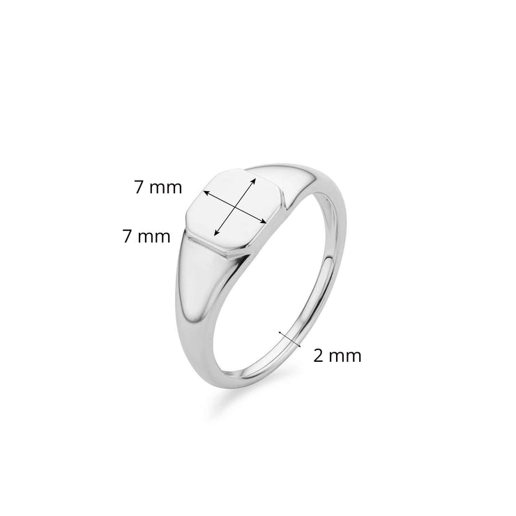 Engraving Silver Octagon Signet Ring