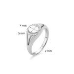 Silver stone set Oval Signet Ring