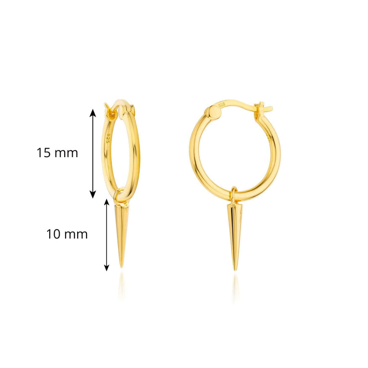 9ct Gold Spike Hoop Earrings