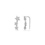 Silver CZ Star Ear Climber Earrings
