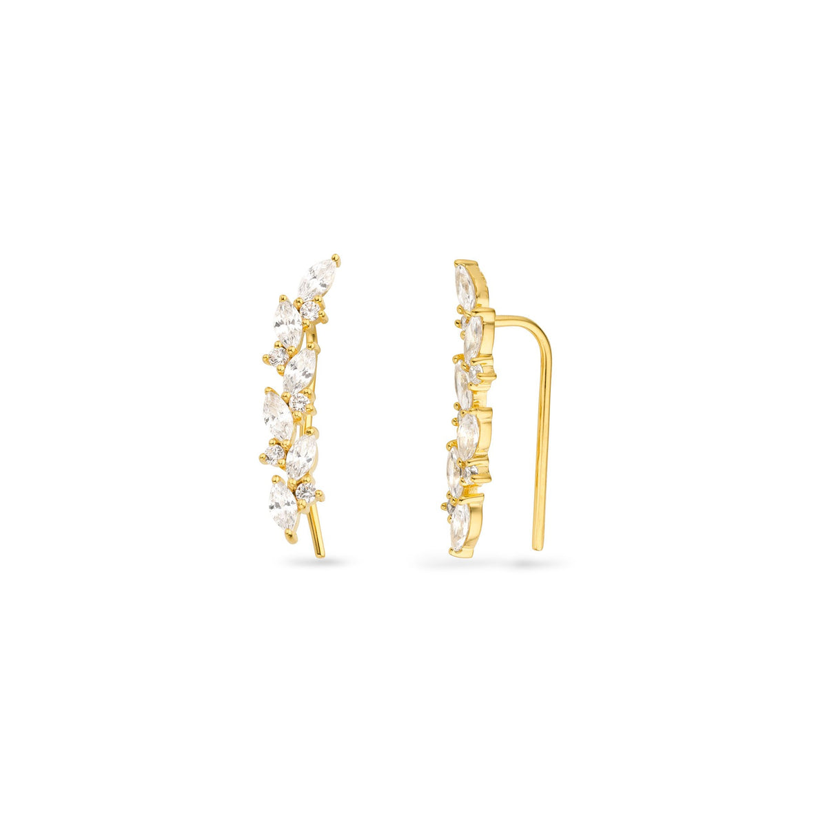 9ct Gold Multi Stone CZ Climber Earrings