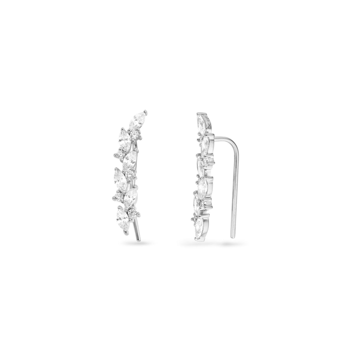 Silver Multi Stone CZ Climber Earrings