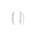 Silver Multi Stone CZ Climber Earrings