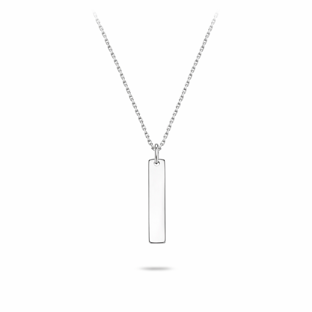 Silver Vertical Bar Necklace for engraving