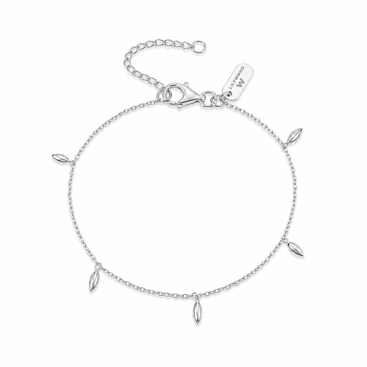 Silver bracelet with small dangling charms