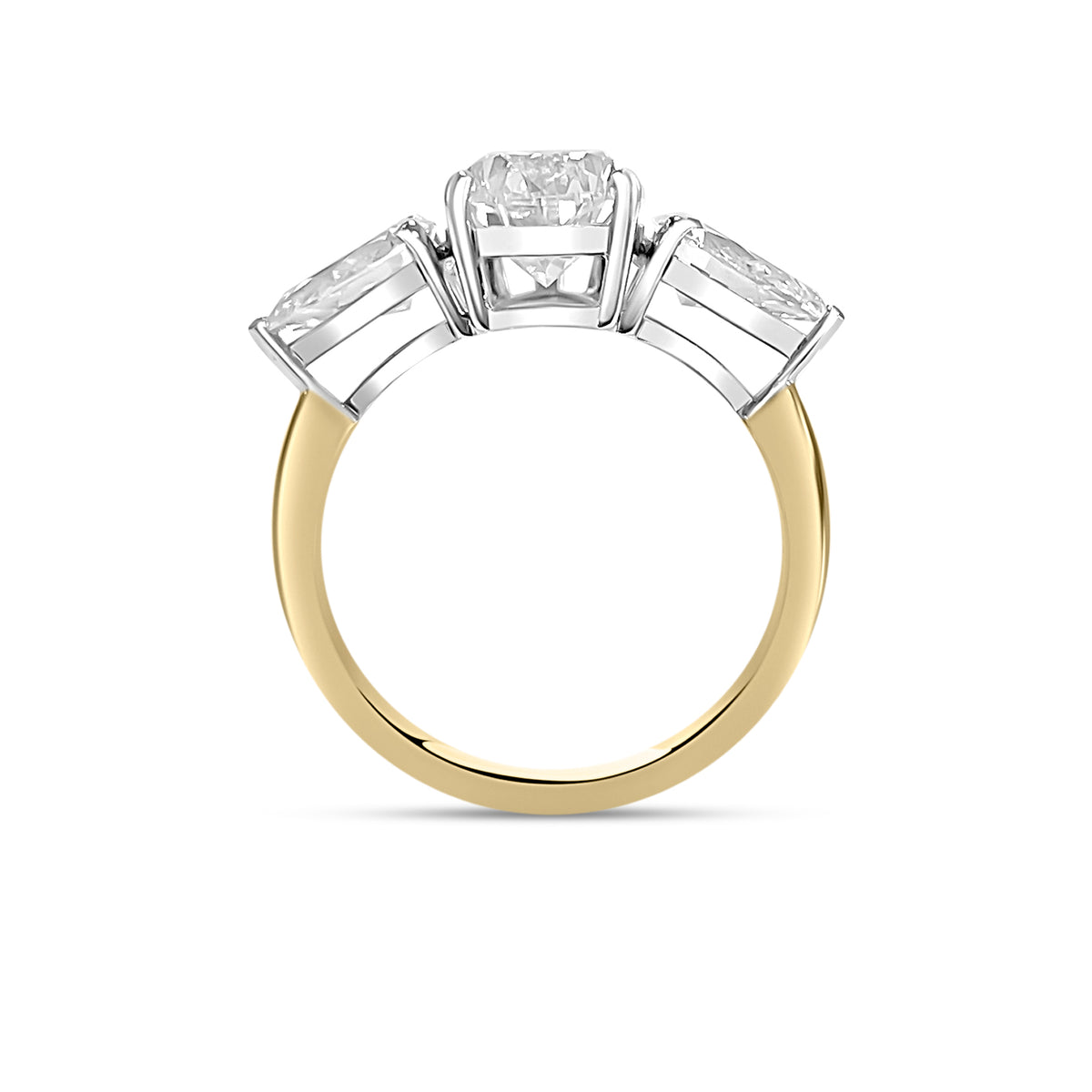 4.5ct Pear Three Stone Lab Diamond Ring in 18ct Gold