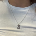 Silver Vintage Script Initial Necklace