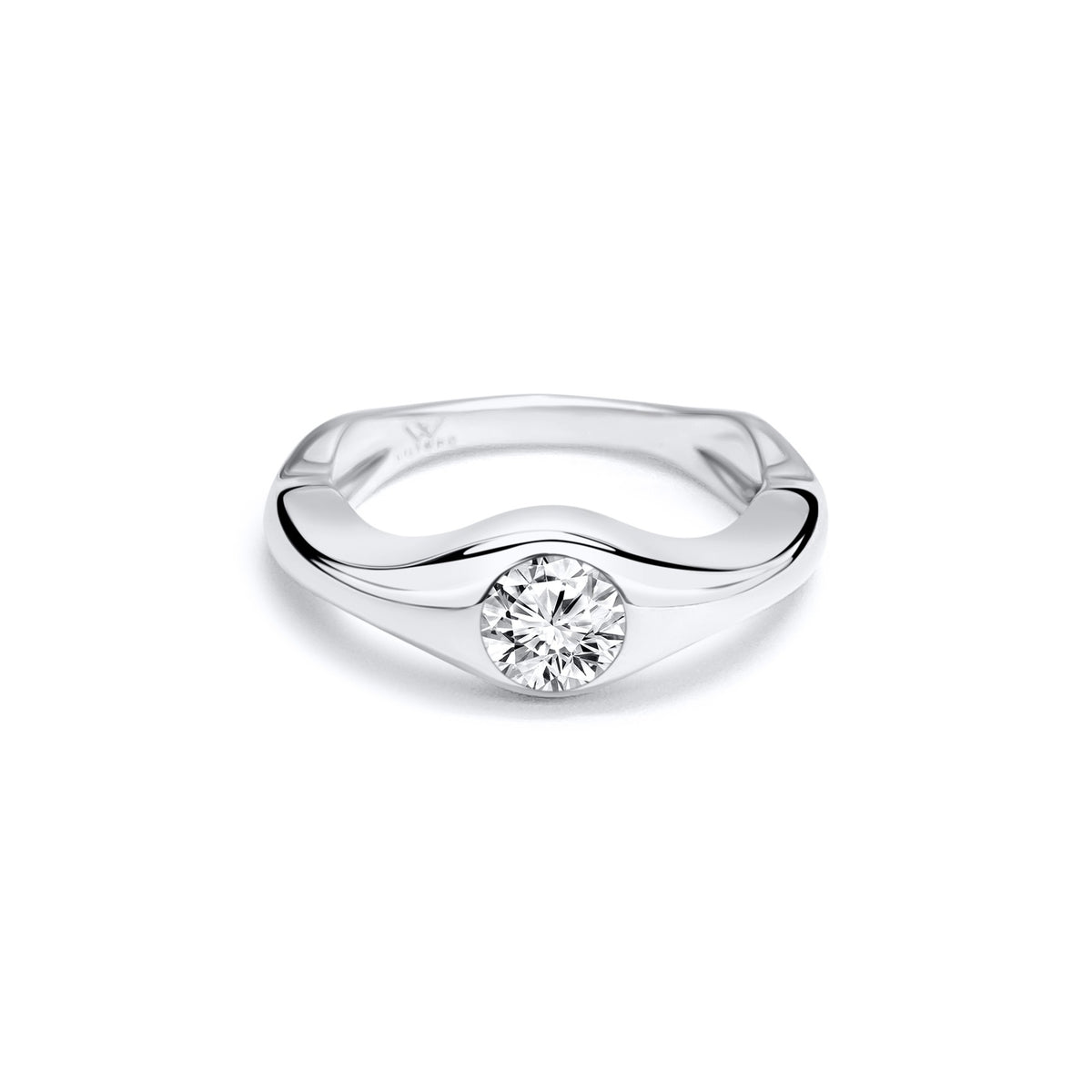 .50ct Round Natural Diamond set in an organic shape Platinum band