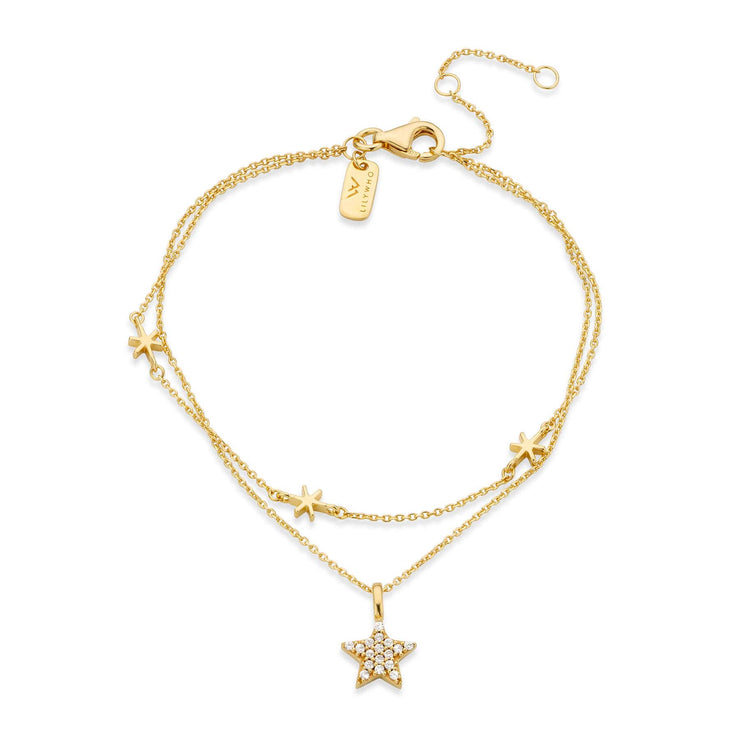 9ct Gold Double Chain Star Bracelet