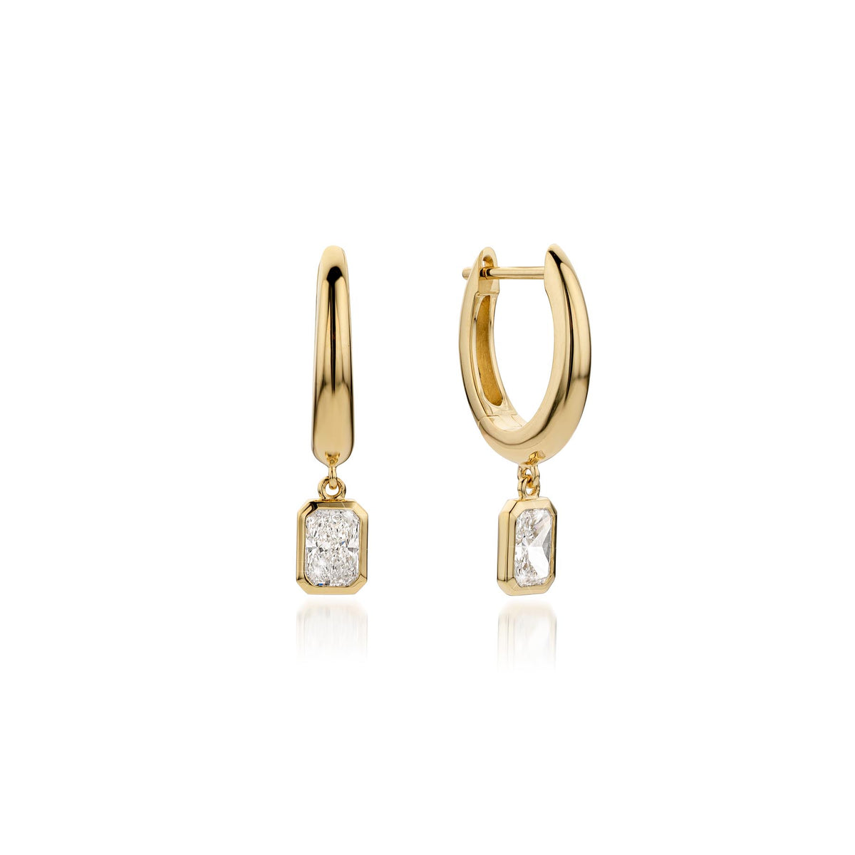 0.88ct Radiant Lab Diamond Hoop Earrings in 9ct Gold