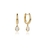 0.84ct 9ct Gold Oval Lab Diamond Bezel Hoop Earrings