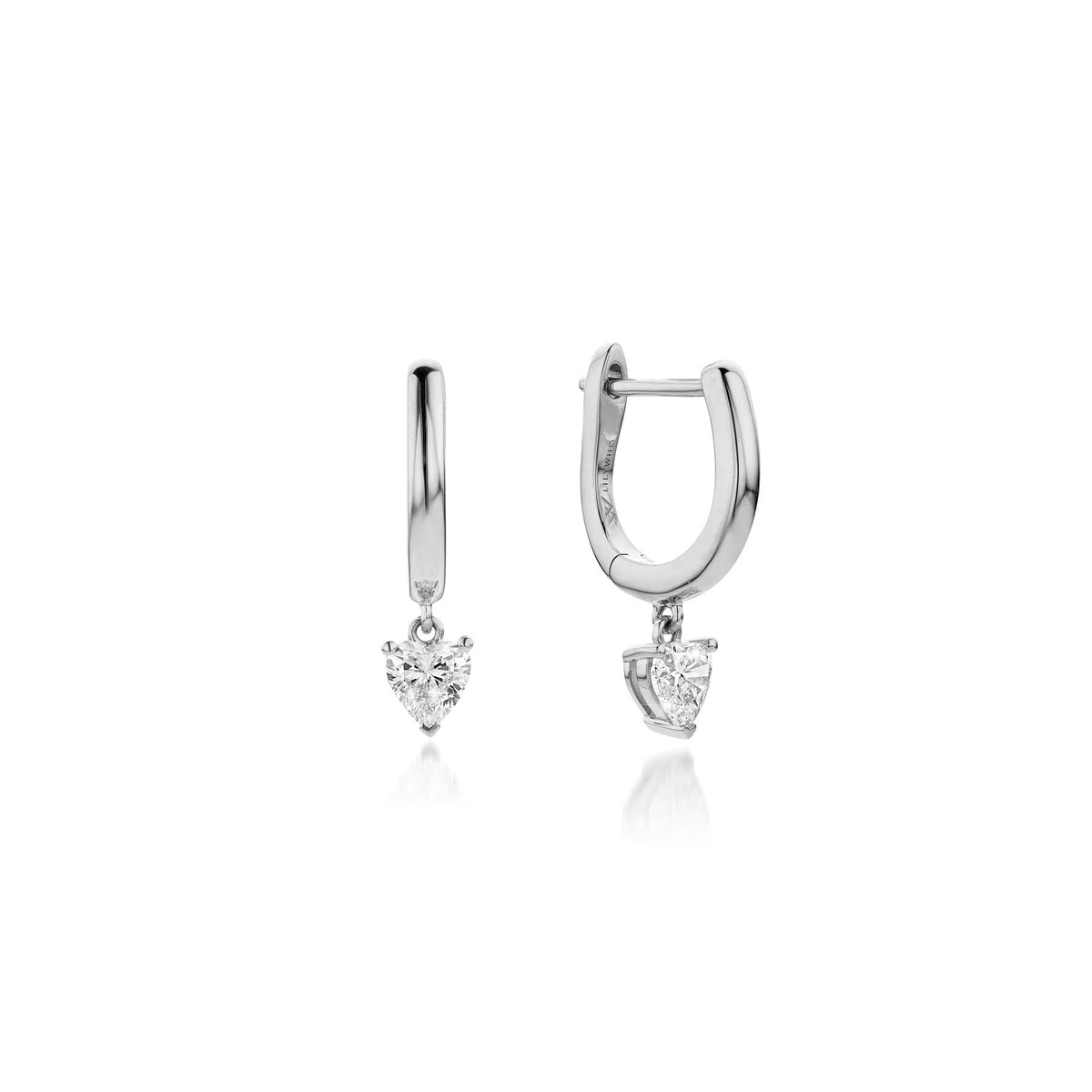 0.57ct Platinum Heart Shaped Lab Diamond Hoop Earrings