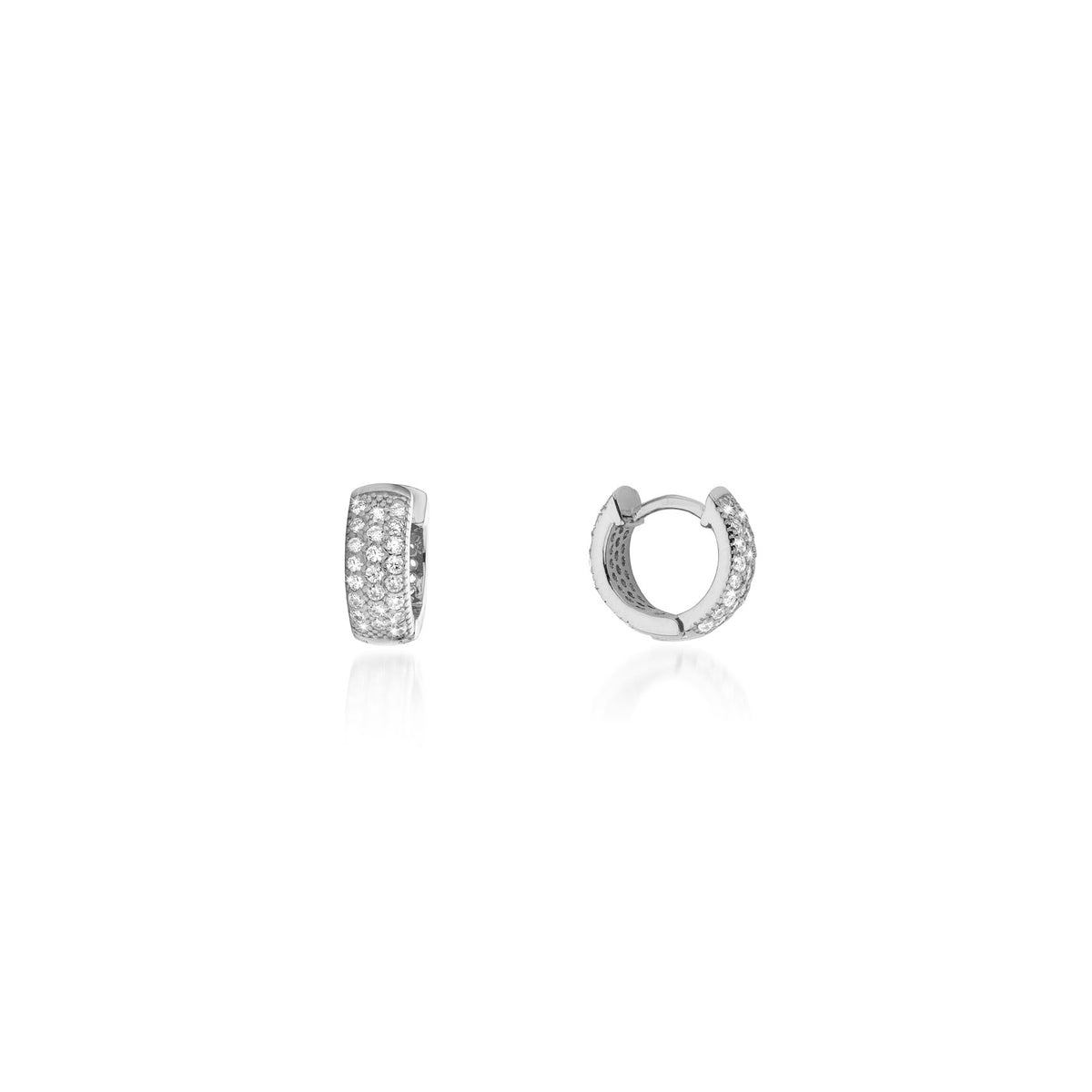 Silver Small Pave Chunky Earring