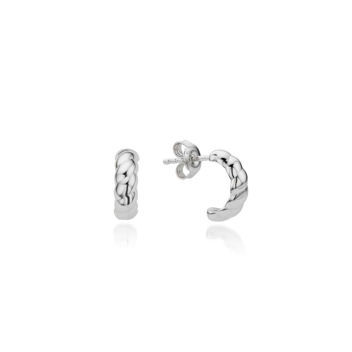 Silver Croissant Hoops Earrings