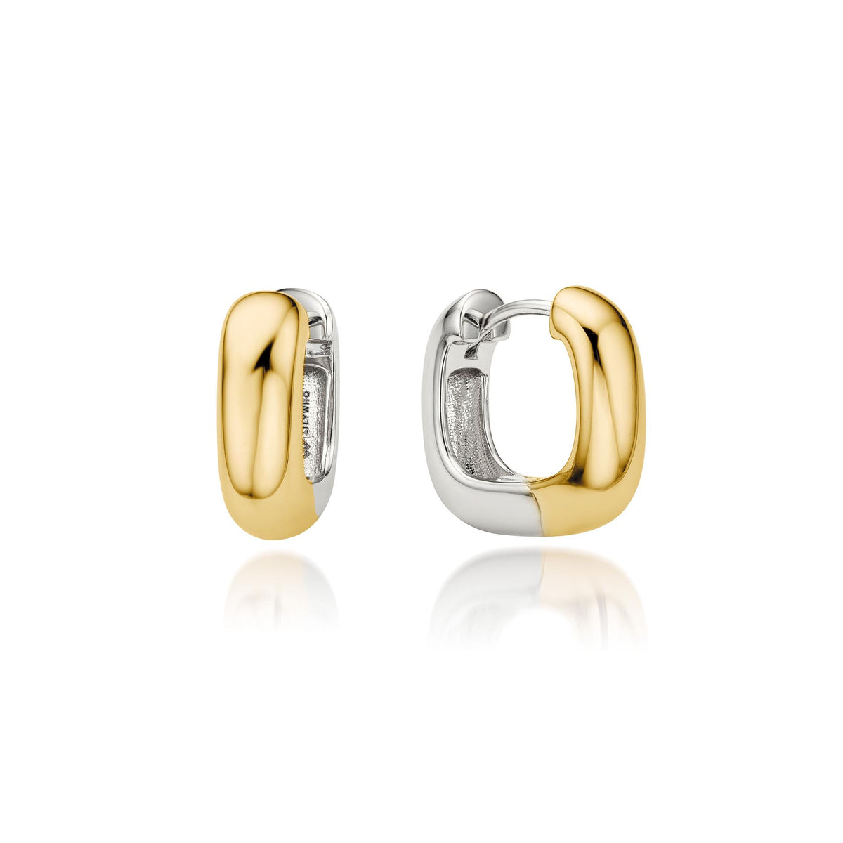 Two-Tone chunky square hoop earrings