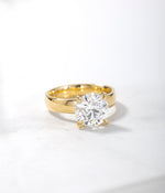 3ct Round Lab Diamond Solitaire with wide flat band in 18ct Gold