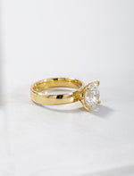3ct Round Lab Diamond Solitaire with wide flat band in 18ct Gold
