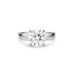 3ct Round Lab Diamond Solitaire with wide flat band in Platinum