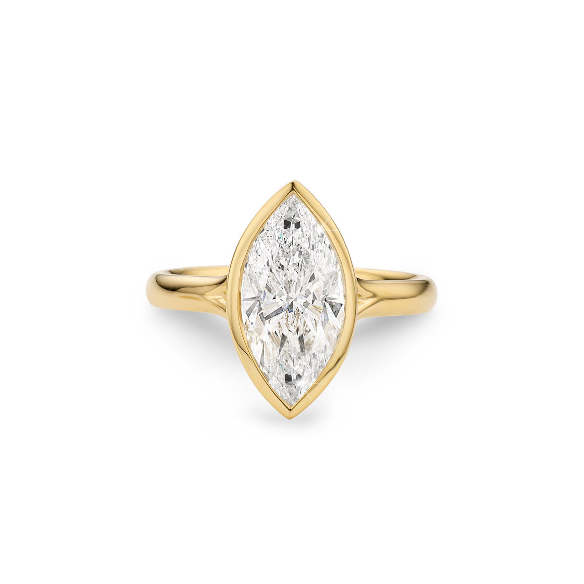 2ct Marquise Cut Lab Diamond in a 18ct gold Bezel Setting