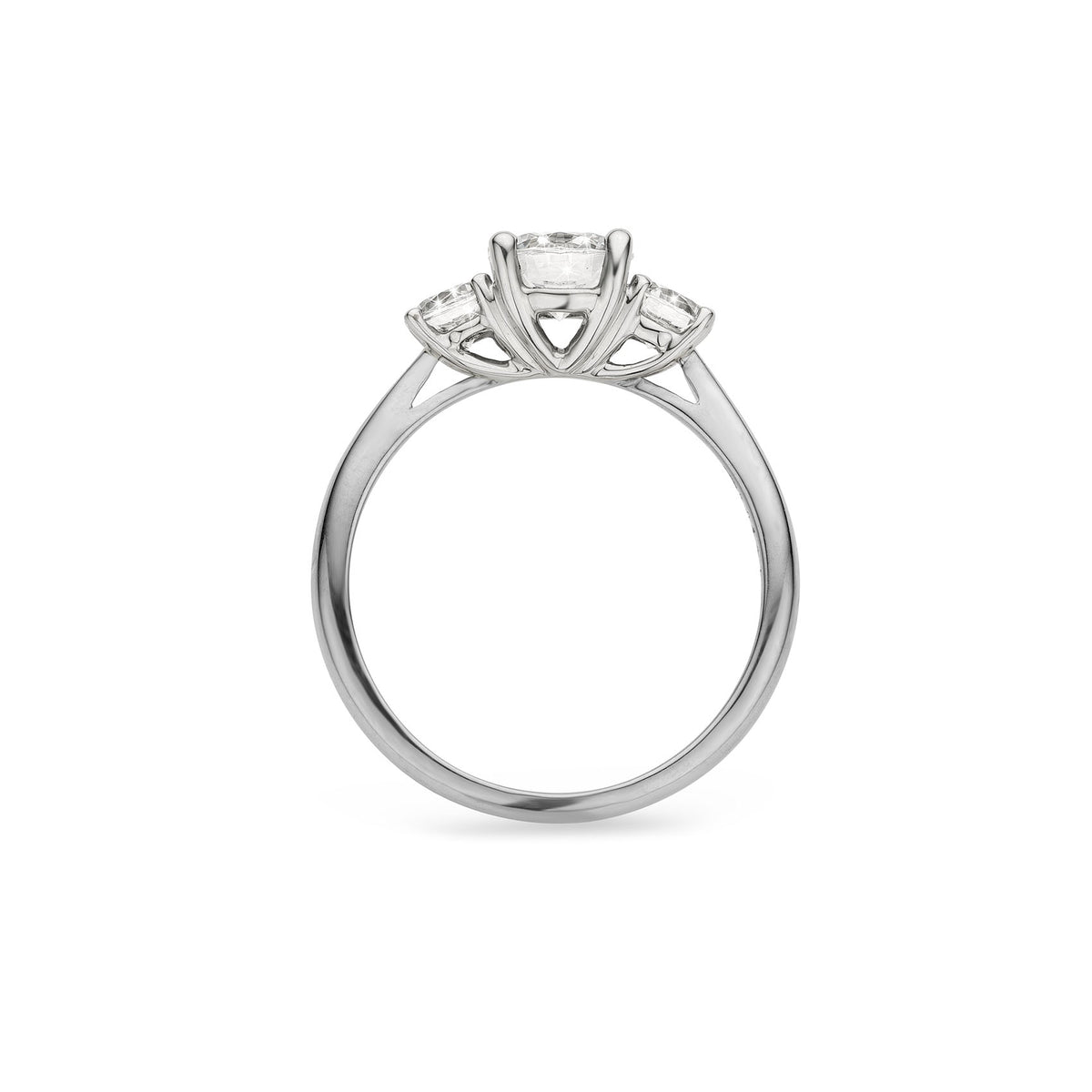3 Stone 1.25ct Natural Diamond Ring-Oval center in Platinum