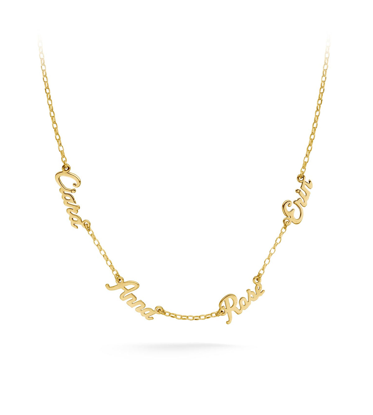 Gold necklace with four customisable names