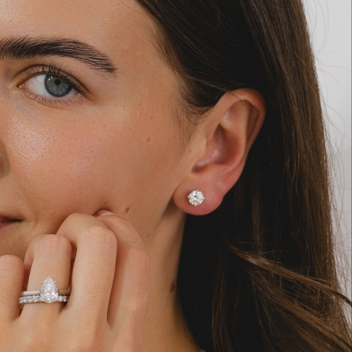 Platinum 2ct lab diamond earrings