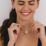 Silver Engravable Rectangle Disc Necklace