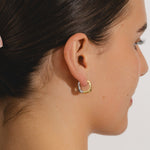 Two-Tone chunky square hoop earrings