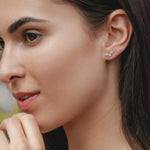 Silver CZ Star Ear Climber Earrings