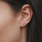Silver CZ Star Ear Climber Earrings