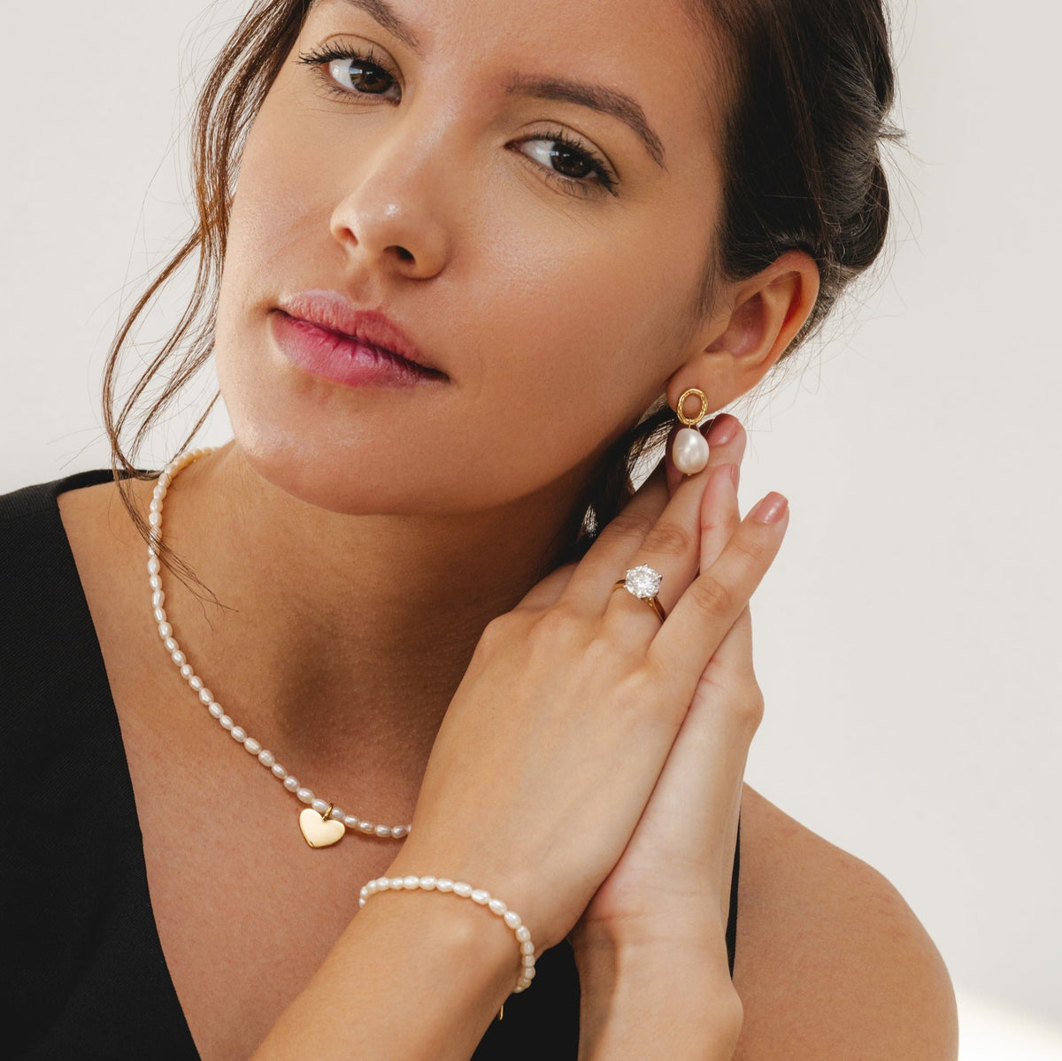 9ct Gold Peal Heart Necklace