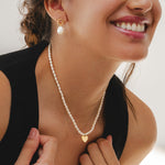 9ct Gold Peal Heart Necklace