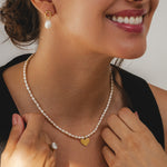 9ct Gold Peal Heart Necklace