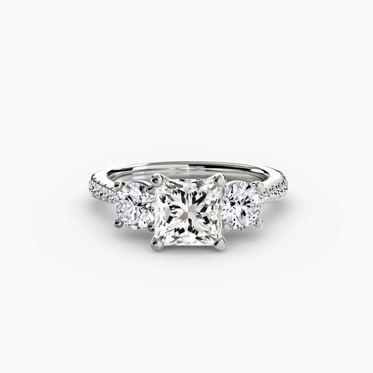 Three Stone with Pavé Band