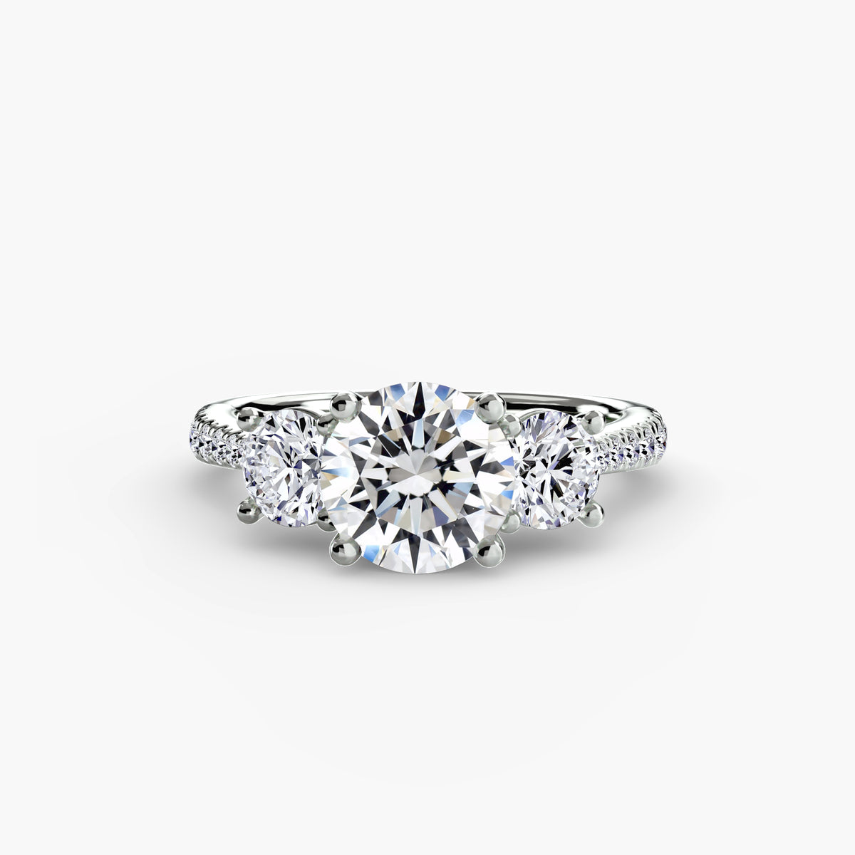 Three Stone with Pavé Band
