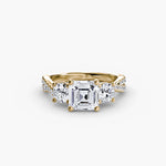 3 Stone Ring with fancy Pavé Band