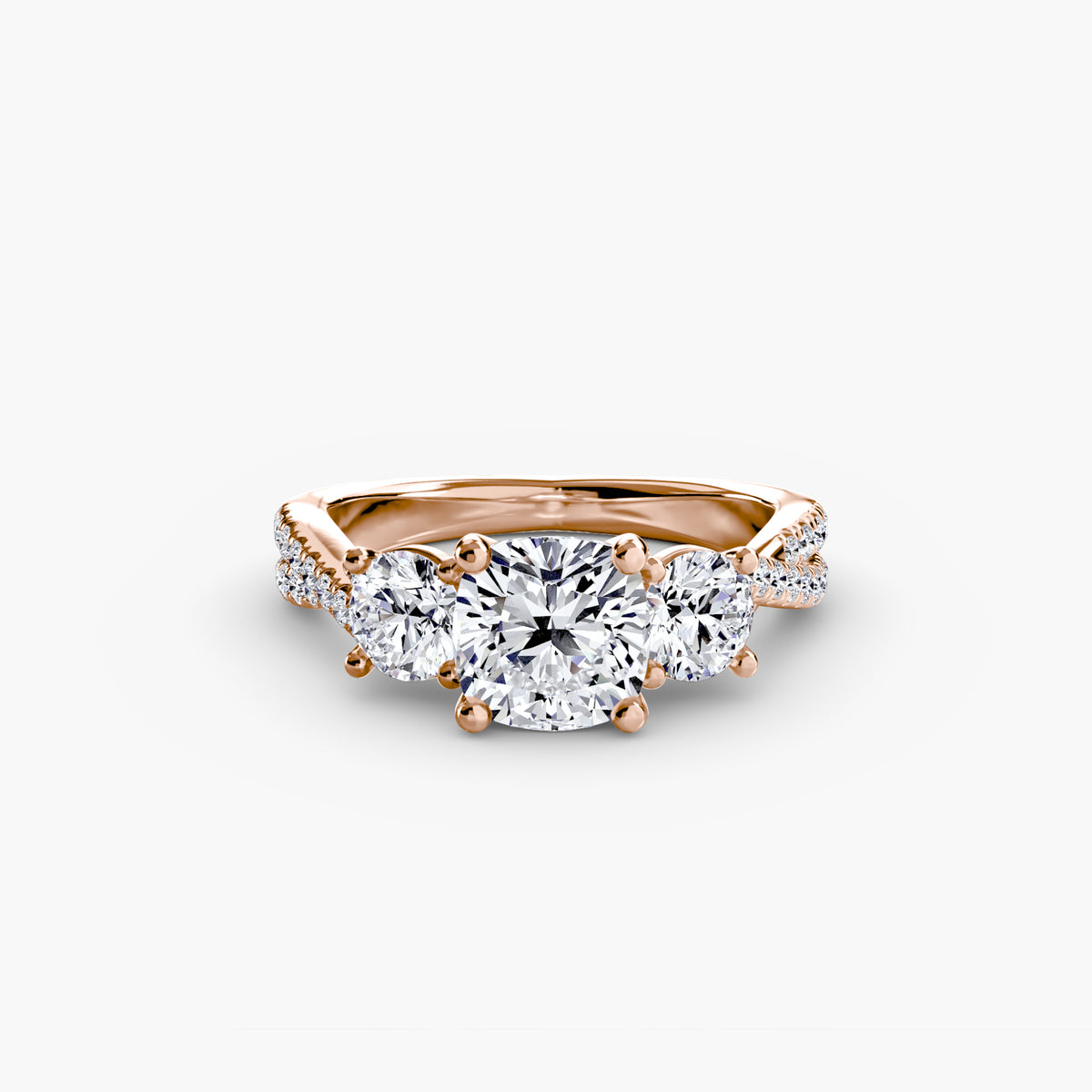 3 Stone Ring with fancy Pavé Band